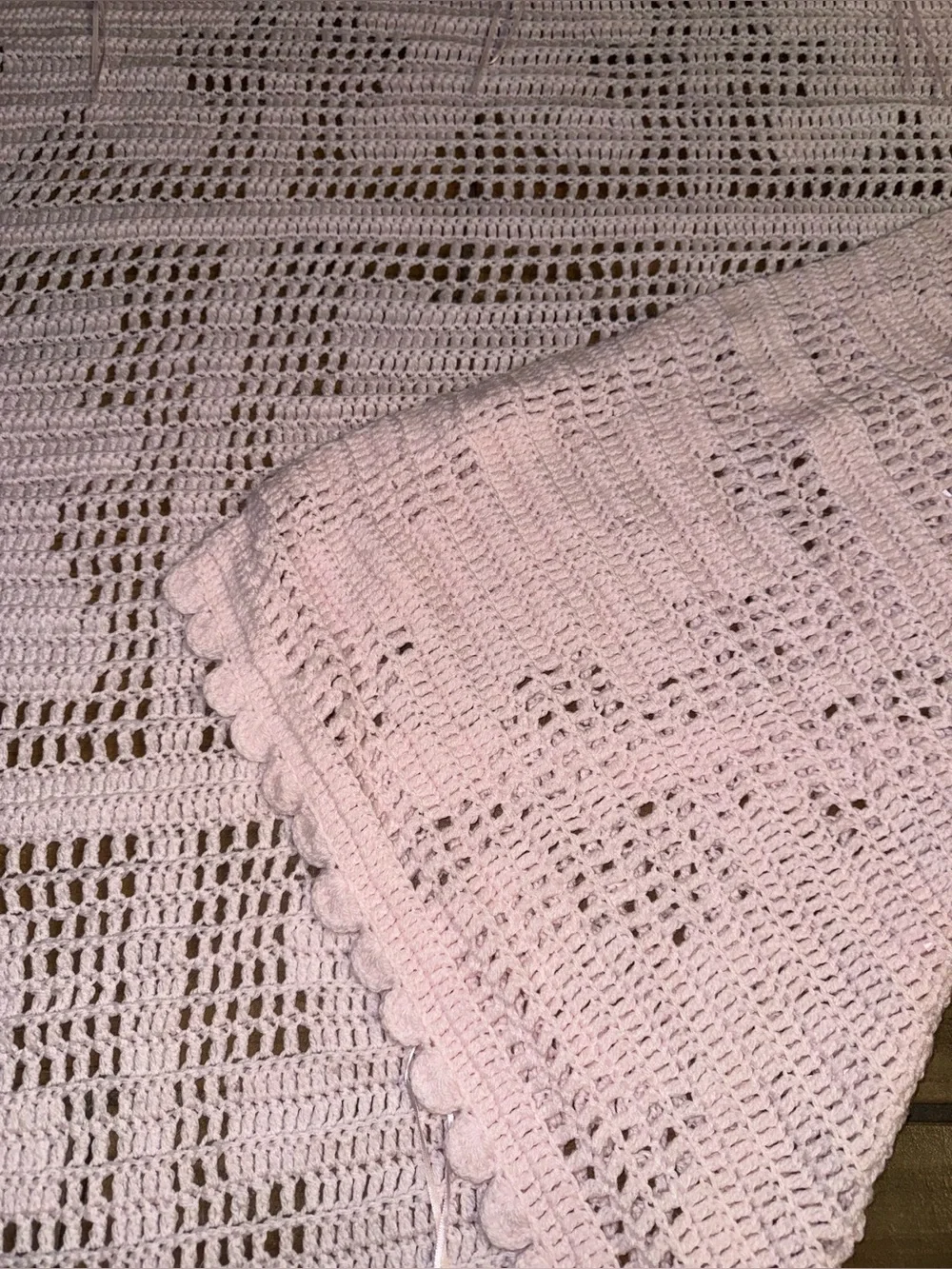 Pink Crochet baby girl blanket (teddy bears)